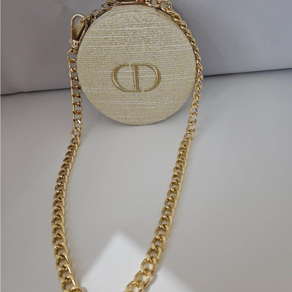 Gold Dior round bag with gold Chain - Picture 2 of 4